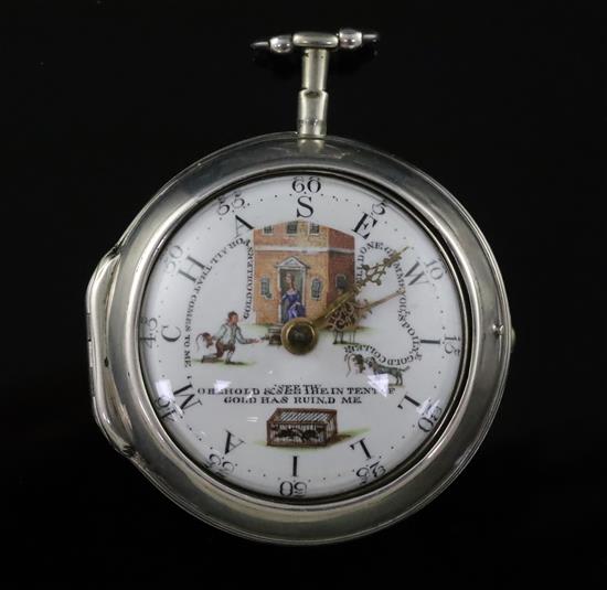 A George III silver pair cased keywind verge pocket watch by John Wheeler, London,